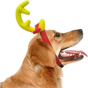 ATAMET Antler Horn Headpiece Reindeer Headband Costume Hat Horn Christmas Gift Headband Accessories (Large, Light Yellow)