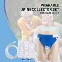 Men Wearable Urine Collector with Fixed Pants Silicone Urine Cup 1.2M Tube and Two Urine Bags 1000ml Daytime 2000ml Nighttime Reusable Leak Proof Anti Reflux Urinary Collection, Elderly Men Black