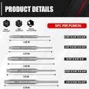 C&T 16-Piece Punch and Chisel Set With Storage Pouch, Including Taper, Cold Chisels, Pin, Center, Chrome Vanadium Steel