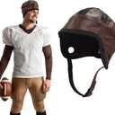 Vintage Brown Retro Football Helmet Classic Faux Leather Old-Time Style Helmet for Costume Tailgating Movie Props & Themed Parties Adult One-Size Fits Most 1920s-Inspired Headgear