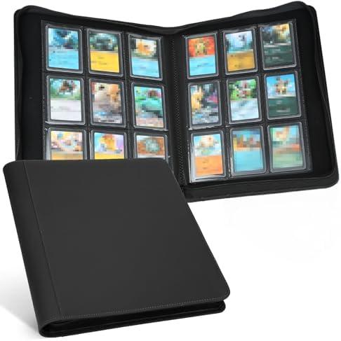 GERMUN Toploader Binder, Holds 324 Toploaders, 9 Pocket Top Loader Binders with Sleeves for 3 x 4'' Toploaders, Double-Sided Pocket Top Loader Storage Binder, Trading Card Binder - Diamond Black