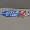 Wooden Backyard Paradise Sign Surfboard Wall Hanging Sign Wooden Hanging Decorative Art for Yard Garage Bar Tiki Wall Home Party Summer Decor Gift, 5 x 16 Inches