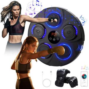 Music Boxing Machine with Boxing Gloves, Wall Mounted Intelligent Bluetooth Music Boxing Trainer (Style-A)