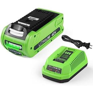 Powilling 3.5Ah 29472 29462 Lithium-Ion Battery Replacement for Greenworks 40V Battery and Charger 29482 Compatible with Greenworks 40V G-MAX Power Tools 29252 20202 22262