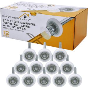 2" Nylon Sealed Garage Door Rollers, 6200ZZ High Performance Ball Bearing (12 Pack, 4" Stem)