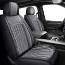 IKABEVEM Seat Covers Fit for Dodge RAM 1500 2002-2024: Custom Fit RAM 1500 2500 3500 Car Seat Cover Truck Pickup Crew Double Quad Cab Faux Leather(Curved Bench, Front Pair, Black&Grey)