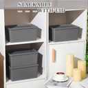 4 Pcs Storage Bins with Lids Plastic Stackable Containers for Classroom Room Organizing Shelves Christmas Ornament Box Baskets(Gray,Large)
