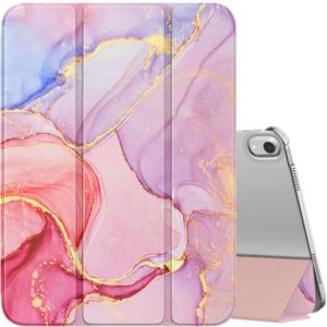 MoKo for iPad (A16) 11th Generation Case 2025, iPad 10th Generation Case 2022, Slim Stand Hard PC Translucent Back Shell Smart Cover Case for iPad 11th Gen 11 inch 2025, Light Pink Gold Marble