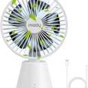 Miady USB Desk Fan, Upgraded 5000mAh Portable Desktop Fan 135Auto-Oscillating 3 Speeds Mini Cooling Personal Table Fan for Home Office Travel Camping Outdoor (White)