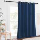 NICETOWN Patio Blackout Curtain Panels - Extra Wide Sliding Door Thermal Insulated Drape, Privacy Room Divider Curtain for Bedroom Office (Moroccan Blue, 66 x 118 Inch Long)