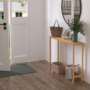 Entryway Table, Console Table, Bamboo Sofa Table, Slim Narrow Hallway Table for Entryway, Living Room, Bedroom