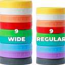 Bedgeta 18 Pack 9 Wide Mouth & 9 Regular Mouth Mason Jar Lids with Silicone Rings, Thickened Leak-proof Lids Fit Ball, Kerr and More, 18 Color Plastic Lids, 86mm &70mm Plastic Mason Jar Lids