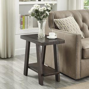 Roundhill Furniture Athens Contemporary Wood Shelf Side Table, Weathered Espresso