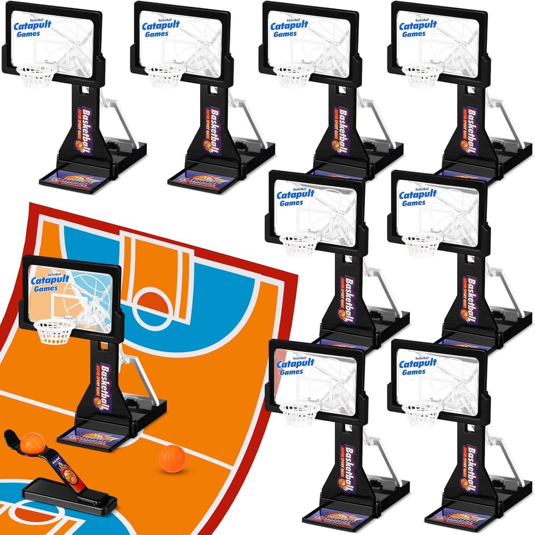 8 Pack Basketball Game Toys Tabletop Basketball Shooting Game Mini Desktop Basket Ball Gift Desk for Adults Office Relax Reduce Stress Prizes Party Favors Birthday Gift(Black)