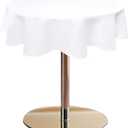 Hiasan Round Tablecloth 45 Inch Linen - Wrinkle and Stain Resistant Washable Polyester Fabric Table Cloth for Dining Room Kitchen Party, White