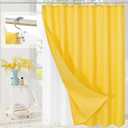 3 in 1 Shower Curtain Set, Yellow Waffle Shower Curtain and PEVA Liner Set with 12 Stainless Steel Shower Curtain Hooks, Waterproof Shower Curtains for Bathroom, 72 W x 72 H