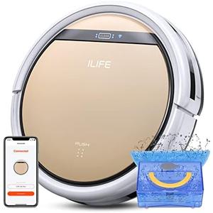 ILIFE V5s Plus Robot Vacuum and Mop Combo, Works with 2.4G WiFi, Alexa/App/Remote Control, Automatic Self-Charging Robotic Vacuum Cleaner, for Pet Hair, Hard Floor, Low Carpet (V5s Pro Upgraded)