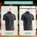 Geetery 2 Pack Male Mannequin Torso Half Body Mannequin with Stand and Hanging Hook Stackable Dress Form Hollow Back for Tshirt Display, Countertop, Craft Shows, Photos and Design, Small-Medium Size