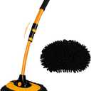 15 Curved Car Cleaning Brush with Telescopic Handle 43" Aluminum Alloy Long Rod Wash Mop For Washing Caravan Van Truck Boat RV Roof Soft Chenille Head Duster Clean Product Not Hurt Paint Scratch Free (Back and Yellow)