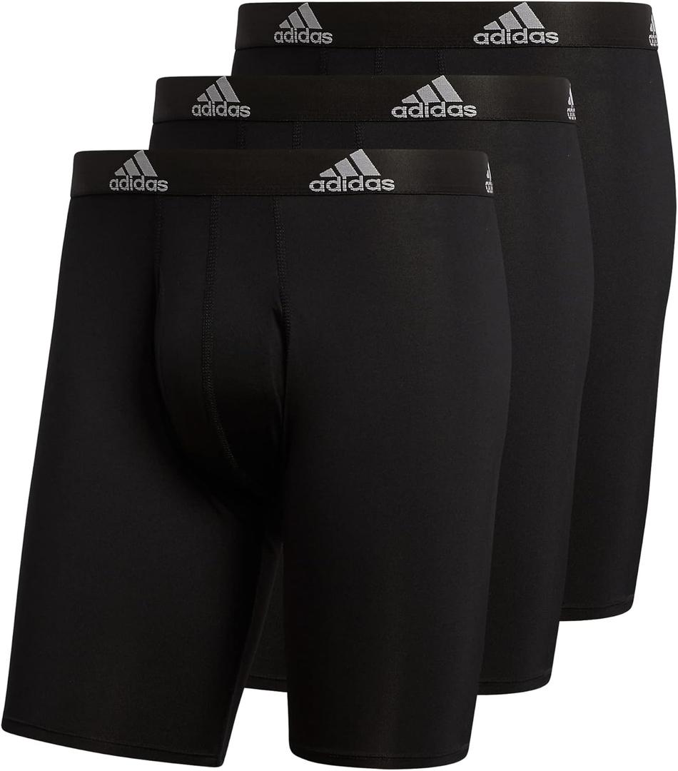 Adidas Men's Performance 3-Pack Long Boxer Brief, Underwear Boxer Briefs, Black, Size XL