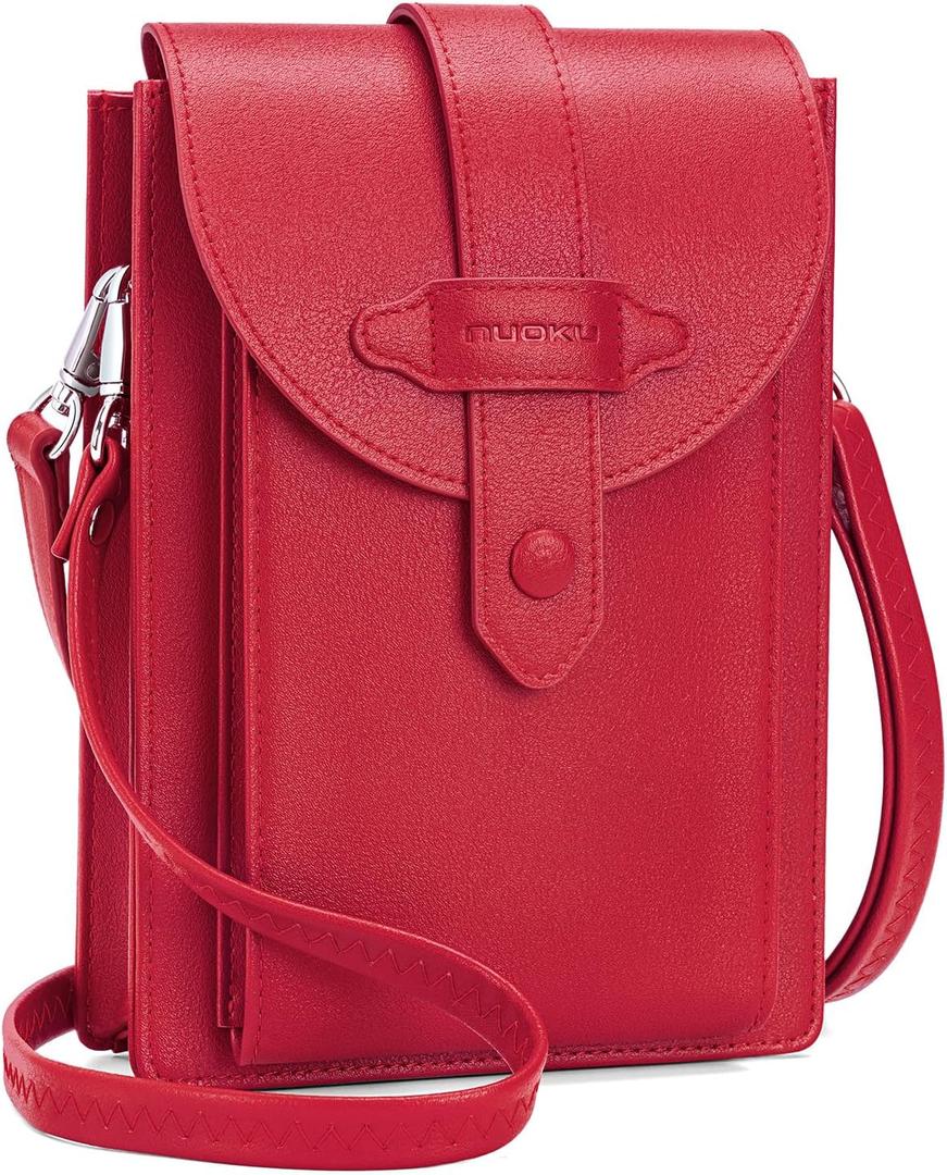 nuoku Small Crossbody Bags for Women with Elastic band Mini Cellphone Purse Designer Phone Bag with Sponge (Deep Red)