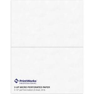 PrintWorks Professional Half Sheet Perforated Paper 8.5 x 11 - Perfect For W-2, 1099, & Statement Use - Made in the USA - 500 Sheets - 20 lb - A5 Paper - Printer Compatible - White (04116)