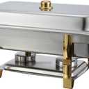 Winco Malibu Stainless Steel Chafer with Gold Accents, 8 Quart (8 Quart (Full Size))