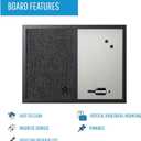 MasterVision 18" x 24", Dry Erase Whiteboard & Bulletin Board Combo, Stylish Metallic Silver, Textured Black Fabric Push Pin Board, Black Wood Frame