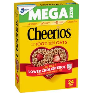 Cheerios, Heart Healthy Gluten Free Breakfast Cereal, Mega Size, 24 oz (24 Ounce (Pack of 1)) BBD 26 JAN 27