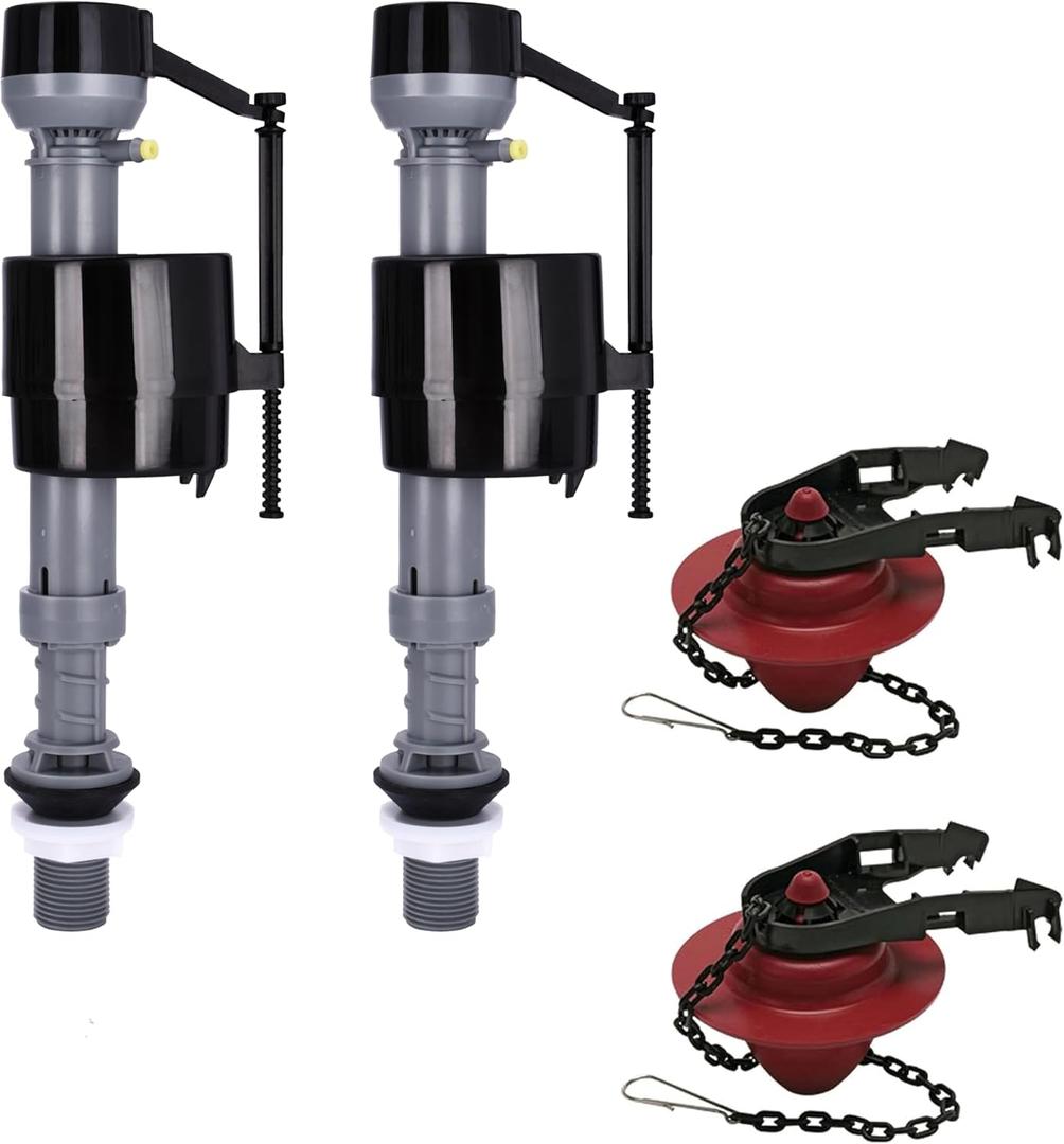Toilet Tank Replacement Kit 2-Pack - Complete Parts: Universal Toilet Fill Valve and 2" Toilet Flapper Repair Kit - Toilet Flush Repair Kit - Efficient Flush System - 7.8Lx5.9Wx5.5H in