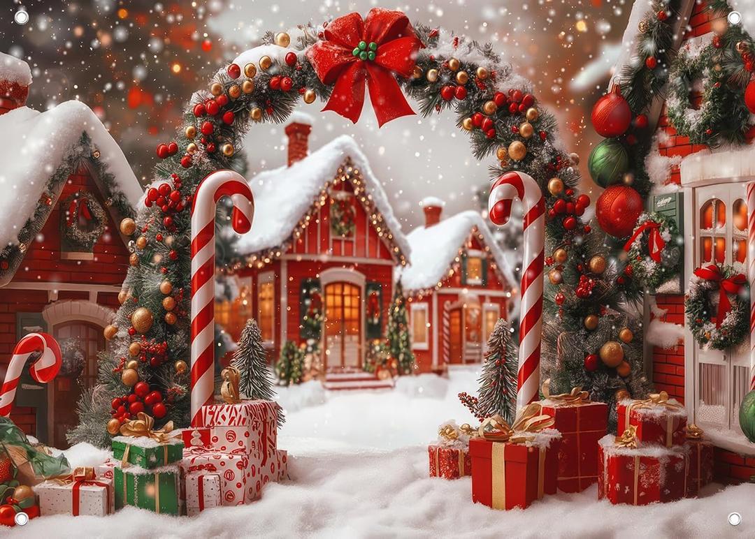 SJOLOON Christmas Backdrop Snowflake Background with Gifts for Christmas Party Decoration Family Gathering 12815 (82x59in) (7x5FT)