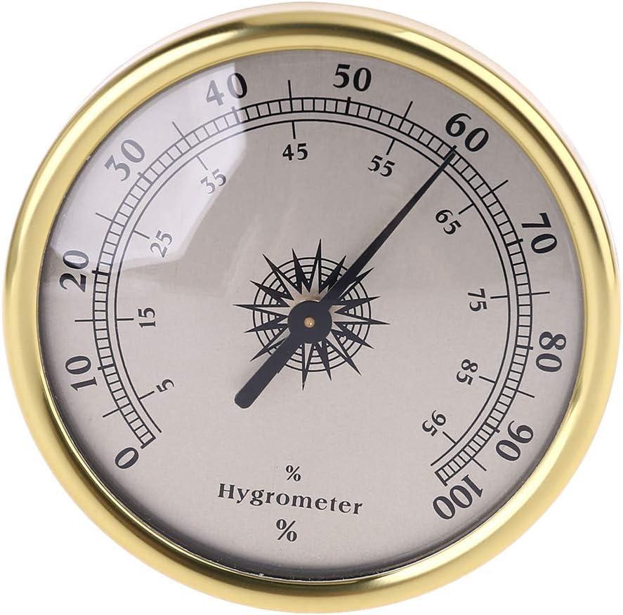 72mm Round Gold Hygrometer Humidity Meter Gauge Ring Surface - No Battery Needed