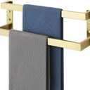 Alise Double-Layer Towel Bar, Brushed Gold Towel Racks for Bathroom Wall Mounted, Stainless Steel Bathroom Towel Holder, Modern Space Saving Towel Rod, 16"