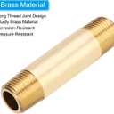 PATIKIL 5Pcs 3" Long 3/8" x 3/8" NPT Male Brass Pipe Fitting Long Nipple, Brass Tone