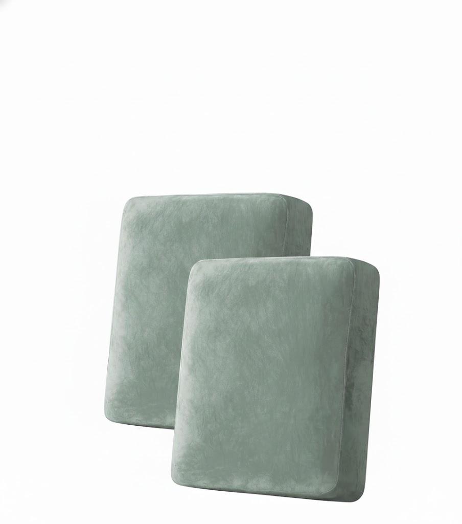 H.VERSAILTEX Velvet Stretch Couch Cushion Cover Plush Cushion Slipcover for Chair Loveseat Sofa Cushion Furniture Protector Seat Cushion Sofa Cover (2 Piece Sofa Cushion Covers, Sea Grass)
