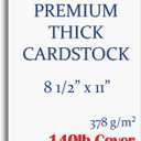 Extra Heavy Duty 140lb Cover Cardstock - Bright White - 379gsm 18pt Thick Paper - 8-1/2" x 11" (50 Sheets Pack)