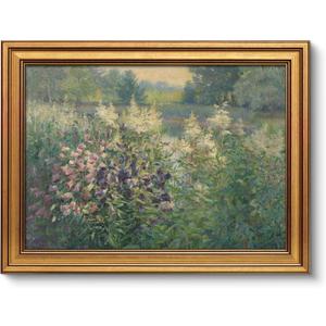 VIYYIEA Vintage Gold Framed Wall Art for Living Room, Landscape Canvas Prints Home Decor, Oil Painting Picture, Bedroom Wall Decor Gifts for Friends or Family -Canterbury Bells-(16L x 12W)