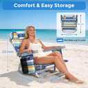 5-Position Backpack Beach Chair for Adults with Lumbar, Foldable Tall Heavy-Duty Beach Chairs with Cooler Bag,Cup Holder,Towel Rack for Beach, Camping, Outdoor