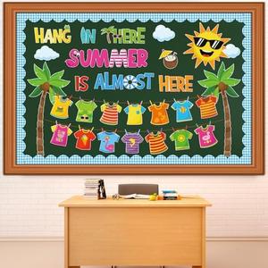 Containlol Summer Bulletin Board Set Hawaii T-shirt Classroom Decorations Tropical Coconut Tree Paper Cutouts for Summer Beach Aloha Back to School Classroom Door Wall Supplies 2 Pack