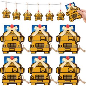 3 x Kigley 6 Pcs School Bus Driver Appreciation Gifts Wooden Bus Driver Card Holder Gift Card Sleeves Thank You Gift Ornament for Back to School End of Year New Retirement Birthday