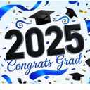 Congrats Grad Class of 2025 Graduation Decorations Backdrop 71x43 Inch Graduation Sign Backdrop Congratulations Blue graduation Decorations Party Banner