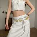 2 x 2PCS Western Chain Belt, Gold and Silver Western Metal Belts for Women, Adjustable Boho Belt for Dress Jeans, Music Festival, Country Concert Outfit