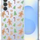 Christmas Phone Case for Samsung Galaxy S25 - Clear Soft Flexible TPU Protective Case with Gingerbread Man Design, Anti-Slip Shockproof Holiday Cover for Boys Girls (6.1 Inch)