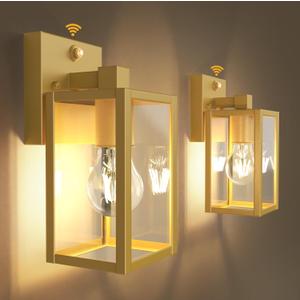 PARTPHONER Dusk to Dawn Outdoor Light Fixtures, 2-Pack Sensor Porch Lights, Waterproof Exterior Wall Sconce Lighting Lamp, Waterproof Wall Lantern for House, Doorway, Garage (Gold) (9.65 in (2-Pack))