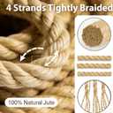 Jute Rope Natural Jute Manila Rope Nautical Hemp Ropes Twisted Natural Thick Heavy Duty Ropes for Crafts, Bundling,Anchor, Hammock, Nautical, Tug of War, Railings,Decorate (1-1/2 in X 100 Ft)