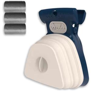 Dog Pooper Scooper, Portable Poop Scooper Handheld Size for Walking Large and Small Dogs Outside Yard or Travel Outdoors, Pup Poop Scoop with Container and 30pcs Pet Waste Bag Attachment, Blue