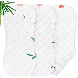 Moonsea Changing Pad Liners- 6 Pack, Bamboo Terry, Non-Slip Back, Waterproof (Grey and White)