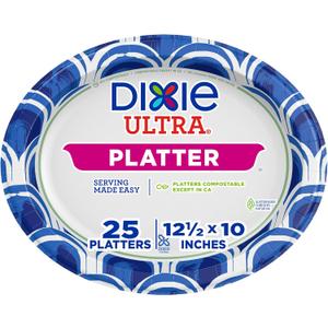 Dixie Ultra Disposable Paper Platters, 10" x 12.5", 25 Count  Durable, Sturdy Design