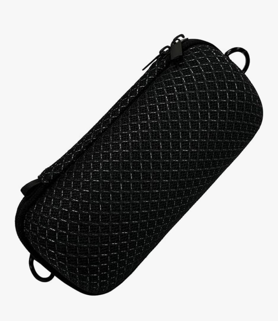 SooGree Portable Speaker Travel Case - Soft Protective Sleeve Cover for Flip 7 Speaker Case - Accessories with HardCase + Shoulder Strap+ Carabiner - Black