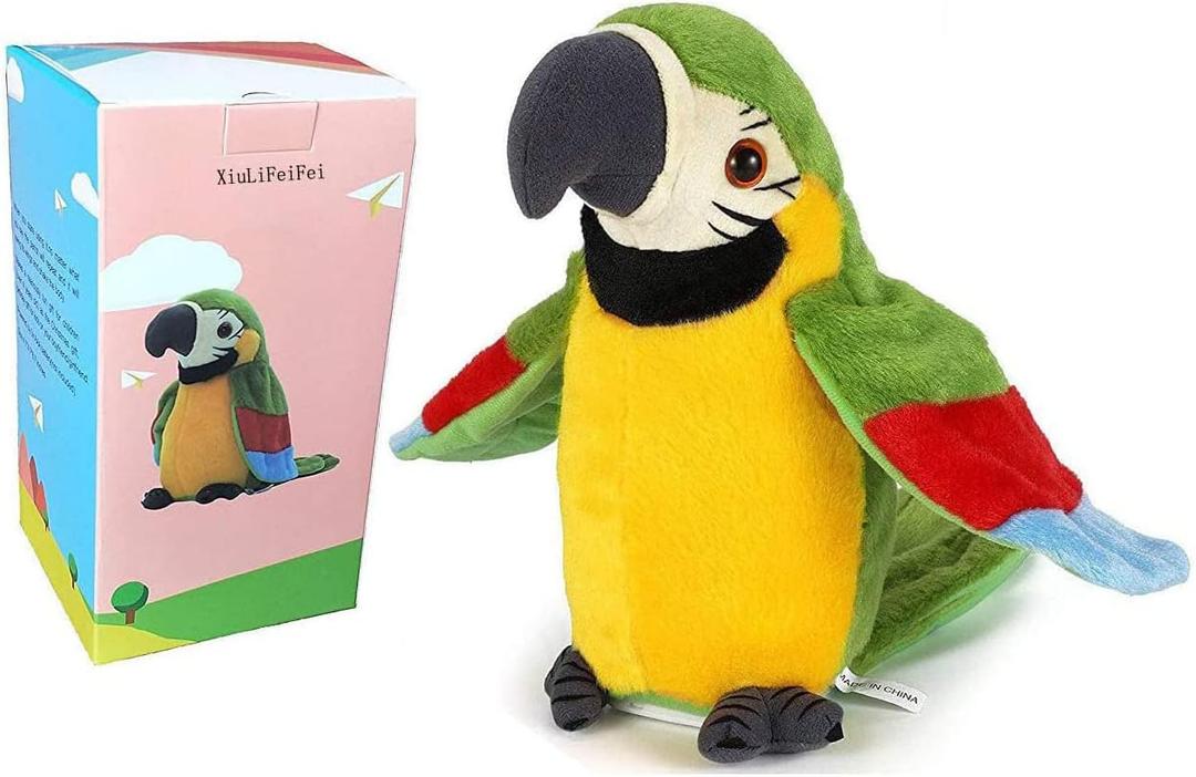 Talking Parrot - Repeats What You Say with Cute Voice - Electronic Pet Talking Plush Toy Parrot for Child Kids Gift Party Toys